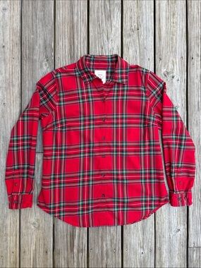HOPE & HENRY | Red Holiday Tartan Plaid Classic Organic Cotton Flannel | Size 10